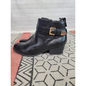 UNISA PHILLIPPA BLACK ANKLE BOOTIES W SIDE BUCKLE DETAILS, SZ 8.5